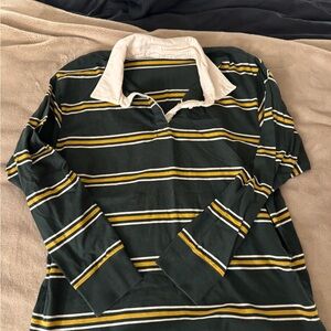 Twik Dark Green and Yellow Striped Long Sleeve Shirt